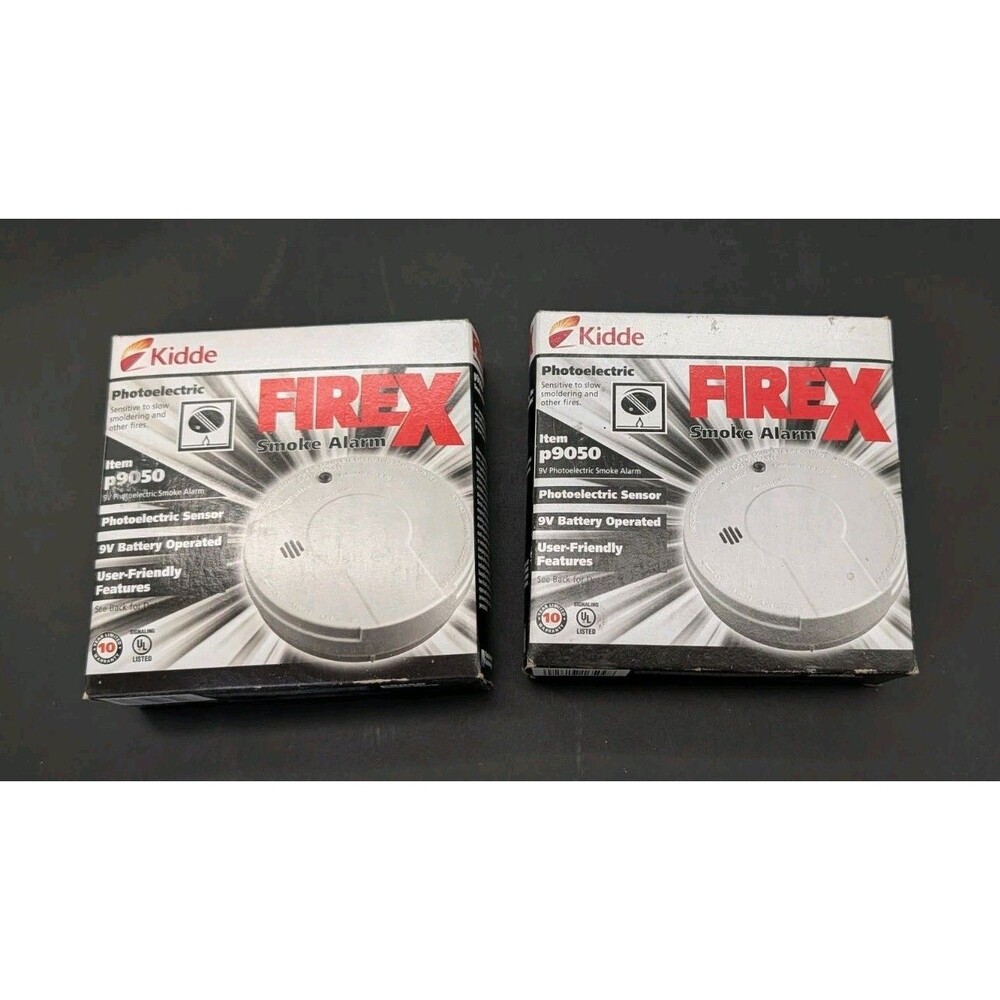 Lot 2x Kidde #P9050, Item #PE9E. Battery Operated Smoke Detector, Conventional
